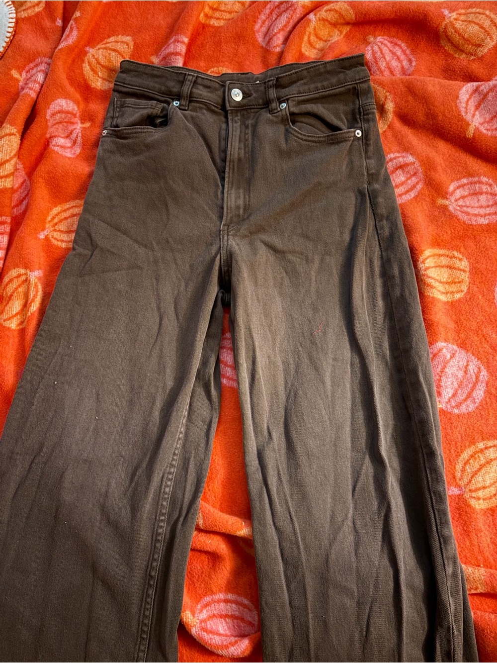 H&M Brown High Waist Wide Leg Twill “Jeans”